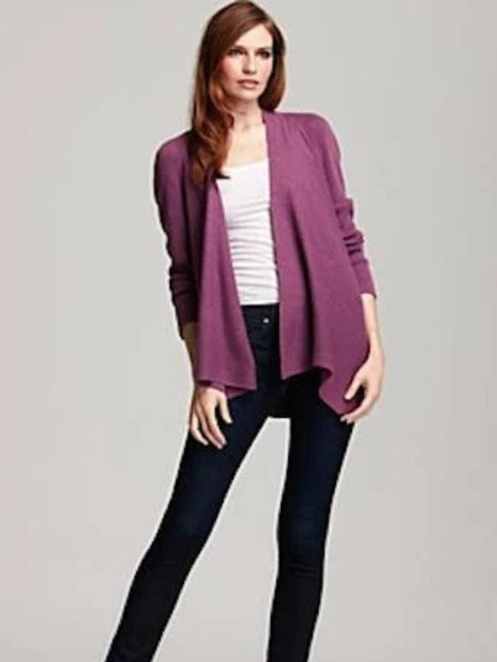 NWT Eileen Fisher Purple Drape Front Cardigan L